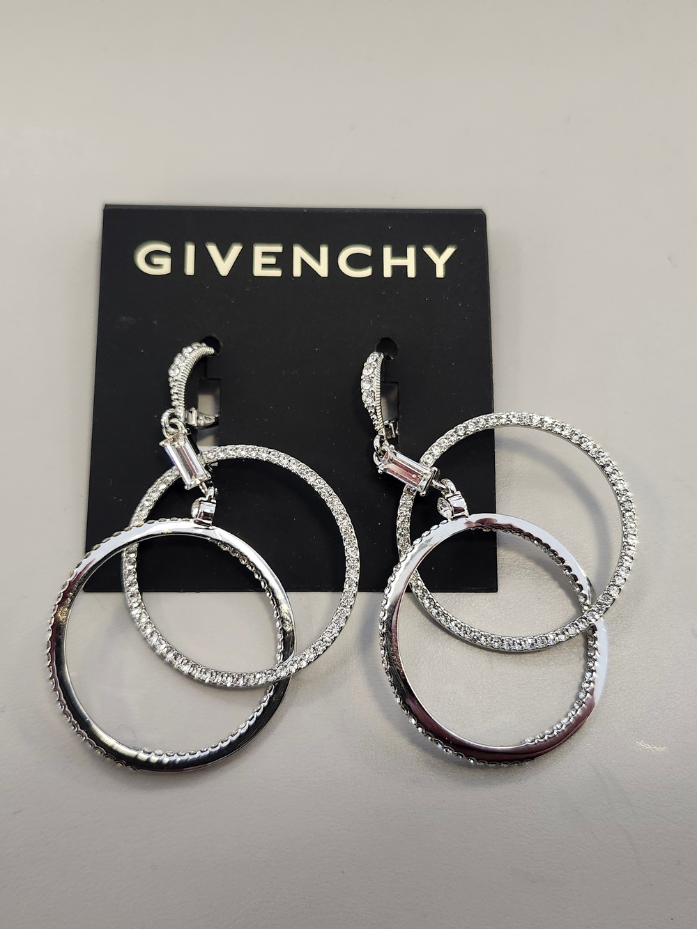NWT Givenchy Silver-Tone Double Hoop Earrings